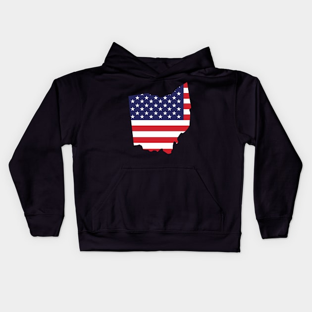 Ohio State Shape Flag Background Kids Hoodie by anonopinion